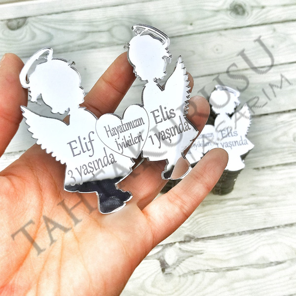 Pleksi ayna lazer kesim kız ikiz melek